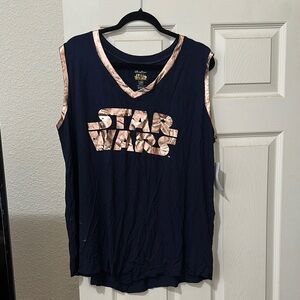 NWT Star Wars Blue and Rose Gold Sleeveless Tank Top